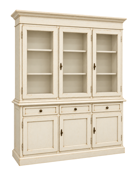 CRISTALLIERA LEGNO ARTE POVERA BIANCO ANTICATO 156X42X205