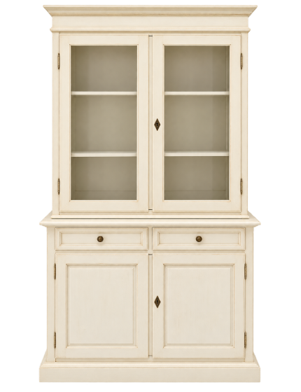 Cristalliera in legno 2 porte shabby avorio patinato 103X42X206