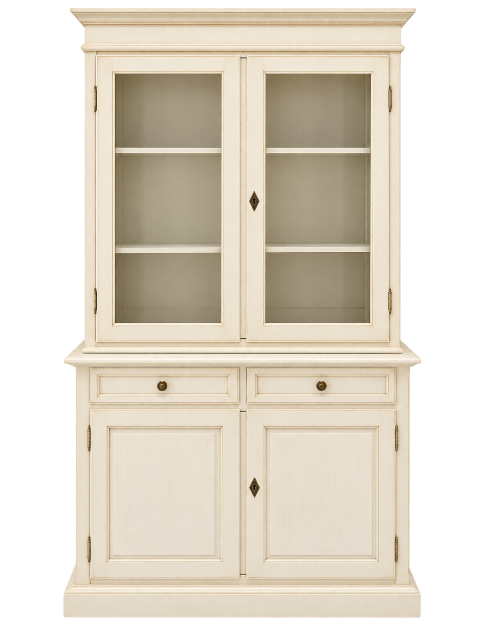 Cristalliera in legno 2 porte shabby avorio patinato 103X42X206