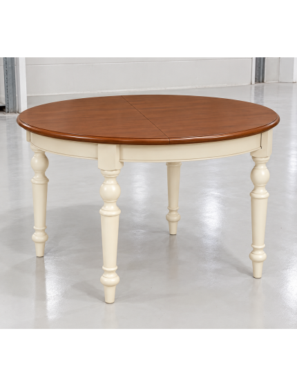 Tavolo Rotondo Allungabile Shabby Bicolore 100/100x80