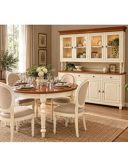 Tavolo Rotondo Allungabile Shabby Bicolore 100/100x80