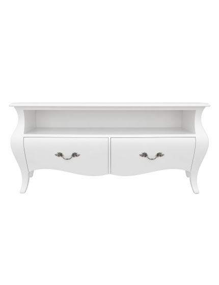 Mobile Porta Tv Bombato Legno Shabby Bianco 141x45x62