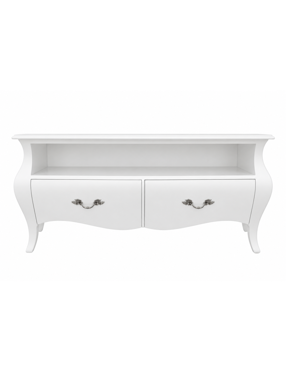 Mobile Porta Tv Bombato Legno Shabby Bianco 141x45x62
