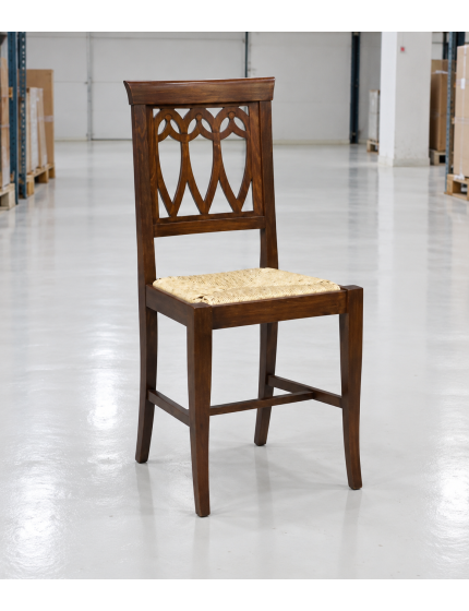 Sedia legno classica tinta noce seduta paglia 43x45x91