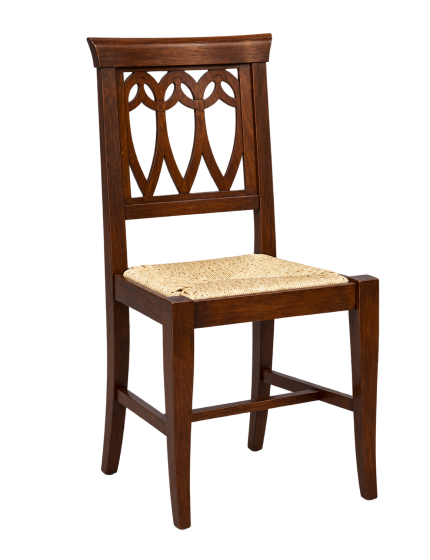 Sedia legno classica tinta noce seduta paglia 43x45x91