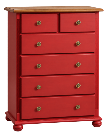 SETTIMANALE 6 CASSETTI BICOLORE CERATO ROSSO NATURALE 102X50X143