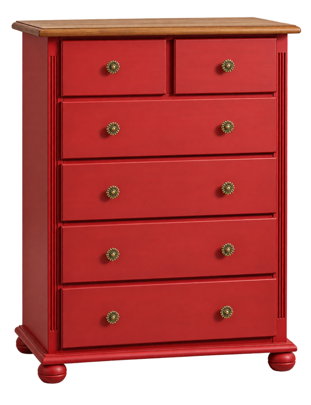 SETTIMANALE 6 CASSETTI BICOLORE CERATO ROSSO NATURALE 102X50X143