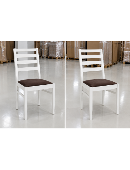 Set 2 Sedie In Legno Massello Imbottita bianco 42,5x37,5x90 (681)