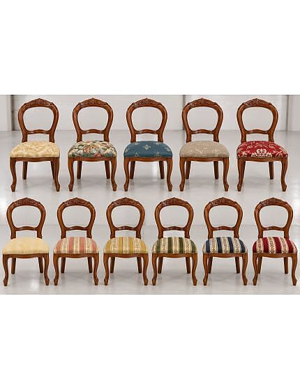 SEDIA LEGNO '600 SEDUTA IMBOTTITA CLASSICA TINTA NOCE