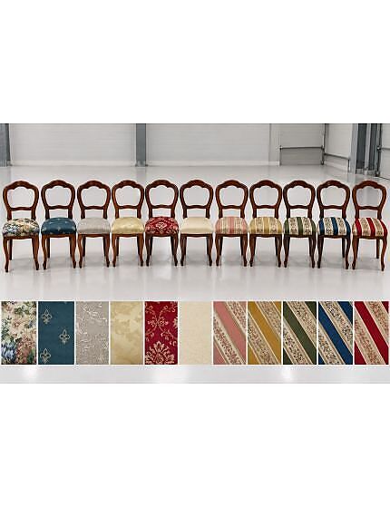 SEDIA LEGNO '600 SEDUTA IMBOTTITA CLASSICA TINTA NOCE