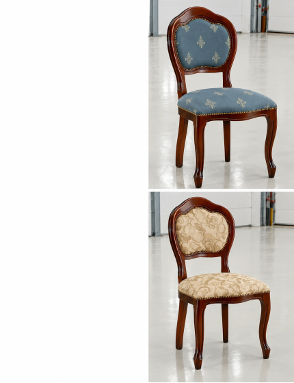 SEDIA LEGNO '600 SEDUTA IMBOTTITA CLASSICA TINTA NOCE