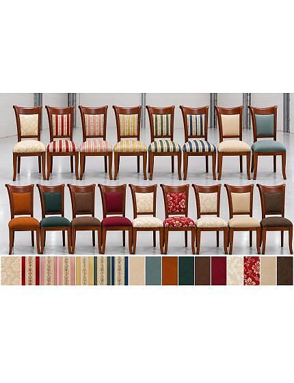 Sedia classica sagomata imbottita legno tinta noce 49x55x96