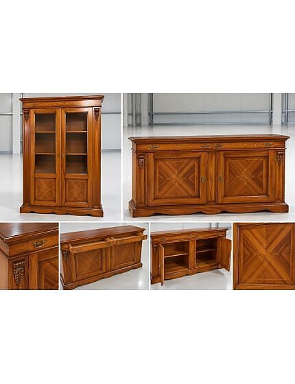 MADIA CREDENZA 2 PORTE IN LEGNO ARTE POVERA TINTA BASSANO L.213 P.55 H.115 (487)