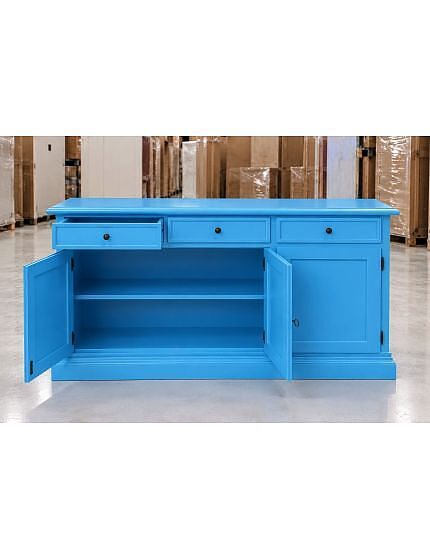 Madia Credenza arte povera Legno 3 Porte azzurro 156x42x85
