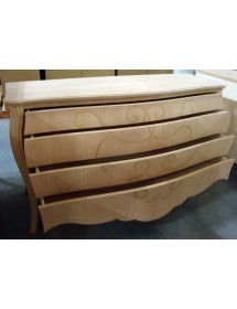 MOBILI 2G - COMO' IN LEGNO BOMBATO 4 CASSETTI GREZZO