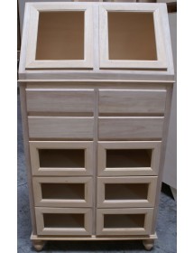 MOBILI 2G - DISPENSA CUCINA 10 CASSETTI E 2 ANTE LEGNO GREZZA 80X42X153