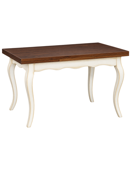 Tavolo allungabile legno ondulato bicolore bianco anticato 100x70 120x80 140x80 160x85