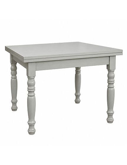 Tavolo quadrato Allungabile Legno shabby grigio anticato gamba tornita 80x80 90x90 100x100