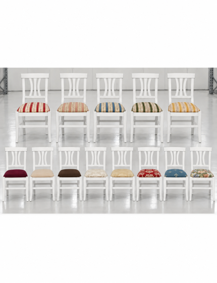Set 2 Sedie in Legno Bianco Arte Povera con Seduta Imbottita