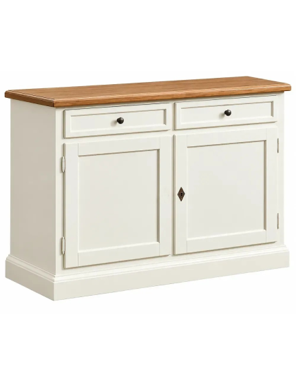 Credenza 2 Ante 2 cassetti shabby bianco naturale Legno 105X42X85