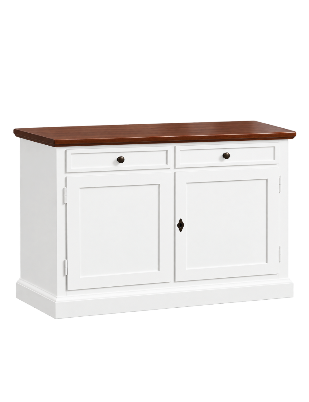 Madia Credenza 2 Ante 2 Cassetti Shabby Bianco e Noce 105x42x85 cm