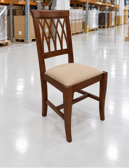 Set 2 sedie legno classico noce imbottita tessuto vari colori 43x45x91