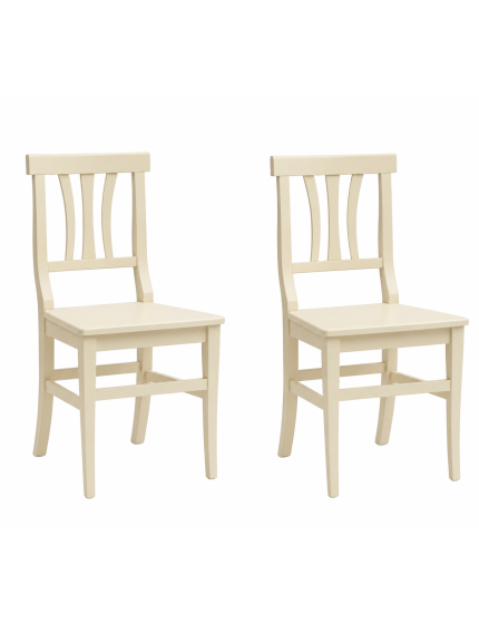 Set 2 sedie classiche legno avorio seduta legno 46x44x90