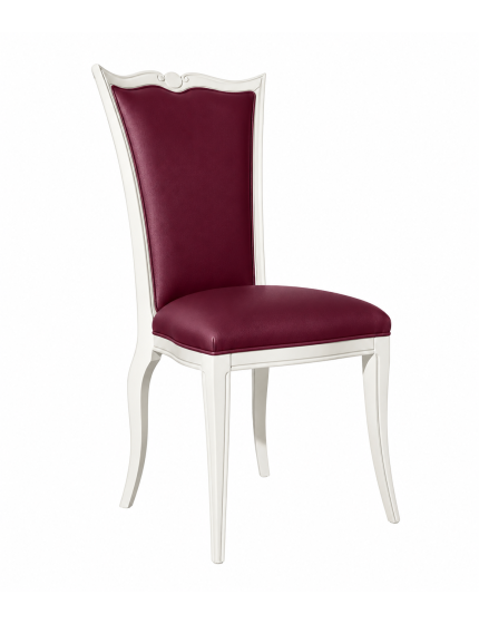 Sedia Classica Legno Bianco Ecopelle Vinaccia Imbottita