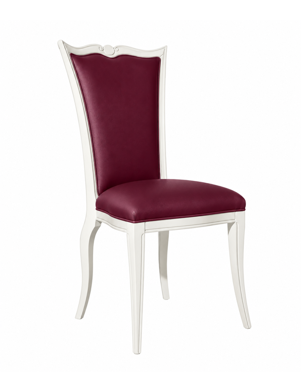 Sedia Classica Legno Bianco Ecopelle Vinaccia Imbottita