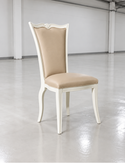 Sedia Classica Legno Bianco Ecopelle Vinaccia Imbottita