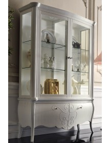 MOBILI 2G - VETRINA IN LEGNO 2 CASSETTI 2 PORTE L.150 P.50 H.216