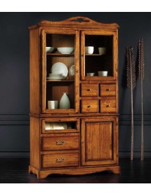 MOBILI 2G -  DISPENSA IN LEGNO 7 CASSETTI 3 PORTE GREZZO L.120 P.52 H.220