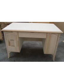 MOBILI 2G - Scrivania 3 cassetti 1 porta arte povera grezzo 130x75x80 vista frontale