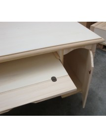 MOBILI 2G - Scrivania 3 cassetti 1 porta arte povera grezzo 130x75x80 vista frontale