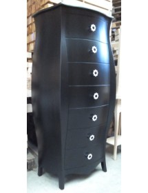 MOBILI 2G - CASSETTIERA BOMBATA LACCATA NERO/POMOLI SWAROVSKI