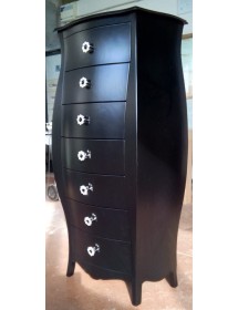 MOBILI 2G - CASSETTIERA BOMBATA LACCATA NERO/POMOLI SWAROVSKI