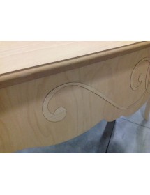 MOBILI 2G - CONSOLLE IN LEGNO BOMBATA 2 CASSETTI GREZZA L.150 P.42 H.96 (045) vista frontale