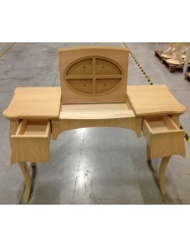 MOBILI 2G - TOELETTA IN LEGNO 2 CASSETTI GREZZO L.120 P.50 H.80 (059) vista frontale