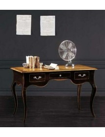MOBILI 2G - SCRIVANIA-SCRITTOIO LUIGI XV ELEGANTE LACCATA NERA PIANO NATURALE