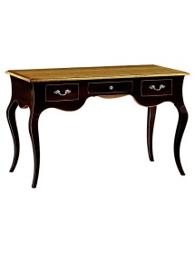 MOBILI 2G - SCRIVANIA LUIGI XV ELEGANTE LACCATA NERA PIANO NATURALE  130x75x80