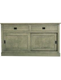 MOBILI 2G - MADIA CREDENZA 2 ANTE SCORREVOLI 2 CASSETTI IN ROVERE PATINATO 150X50X90H