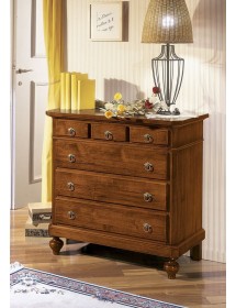 MOBILI 2G - COMO' IN LEGNO 6 CASSETTI TINTA NOCE L.90 x P.45 H.88 vista frontale