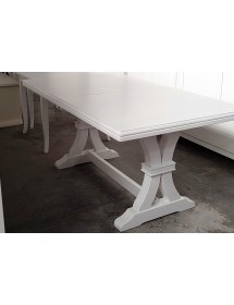 MOBILI 2G - Tavolo classico rettangolare legno allungabile bianco 180x100 vista laterale