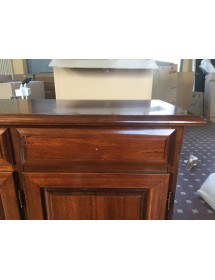 MOBILI 2G - MADIA CREDENZA ARTE POVERA IN LEGNO TINTA NOCE L.156 P.42 H.85 vista frontale cassetto e porta