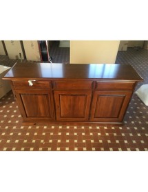 MOBILI 2G - MADIA CREDENZA ARTE POVERA IN LEGNO TINTA NOCE L.156 P.42 H.85 vista frontale