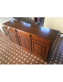 MOBILI 2G - MADIA CREDENZA ARTE POVERA IN LEGNO TINTA NOCE L.156 P.42 H.85 vista laterale