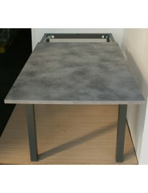 MOBILI 2G - TAVOLO MODERNO GRIGIO CEMENTO ALLUNGABILE 160X90 VISTA FRONTALE APERTO