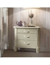 MOBILI 2G - COMODINO IN LEGNO 3 CASSETTI SHABBY CHIC L.59 P.42 H.61