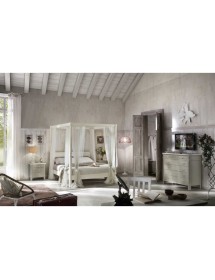 MOBILI 2G - COMODINO IN LEGNO 3 CASSETTI SHABBY CHIC L.59 P.42 H.61