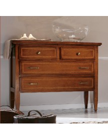 MOBILI 2G - COMO' IN LEGNO 4 CASSETTI INTARSIATO L.110 x P.51 H.90